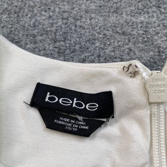 Bebe Dress Women XS Extra Small Multi Paneled Bodycon Back Zip Fitted Lined Mini - Picture 4 of 12